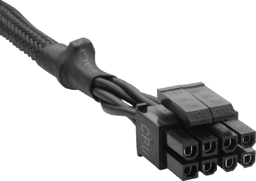 An 8 pin CPU connector that comes with power supply units.