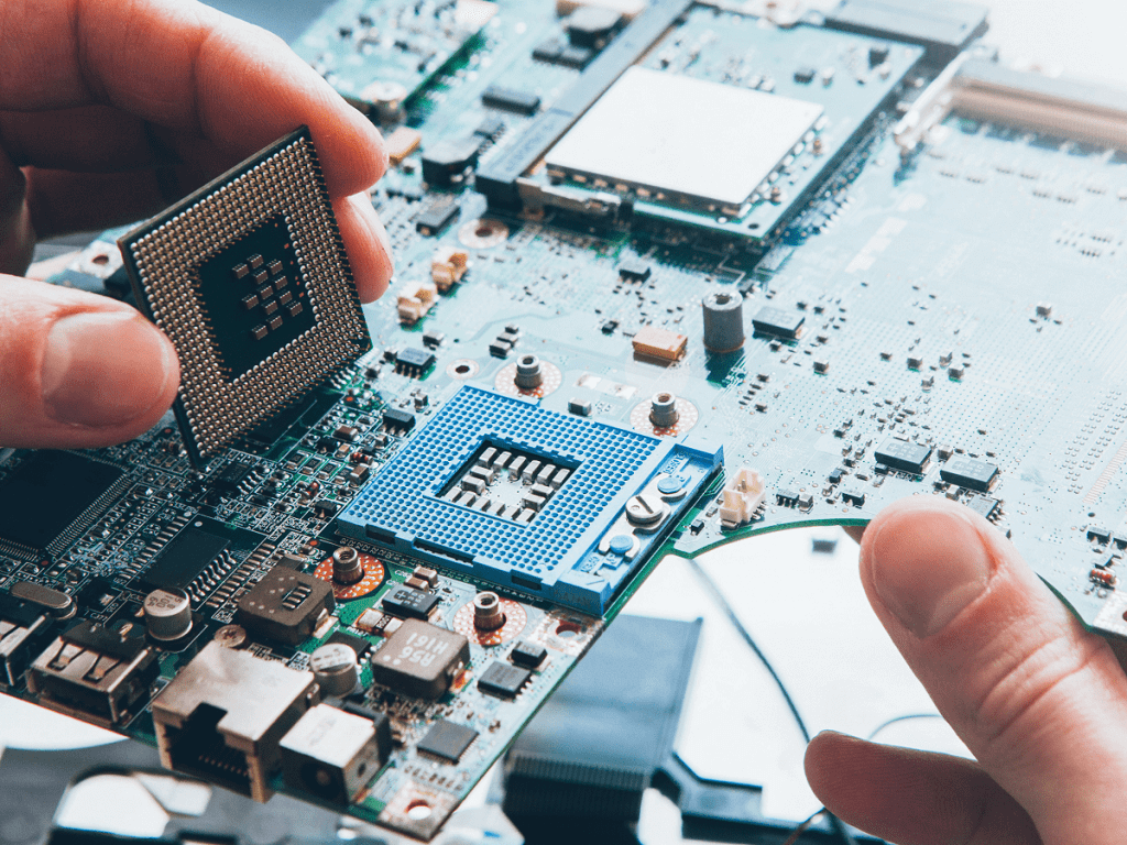 A CPU getting installed in its socket